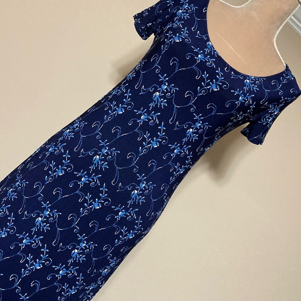 The Attic - Navy Blue Floral Maxi Dress - size Medium.